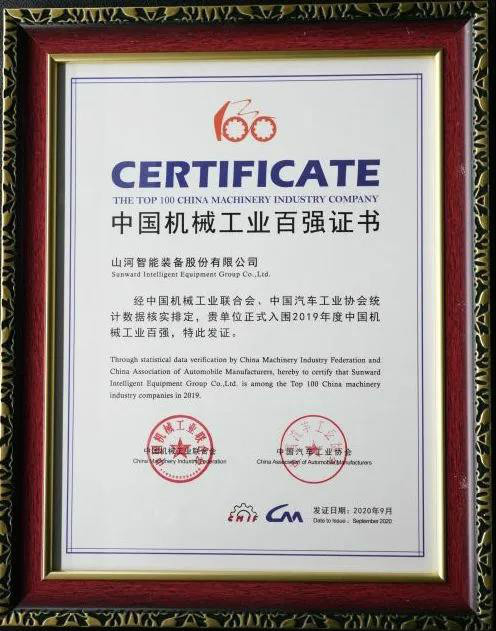 2019年中国机械工业百强颁布，J9集团智能排名52位