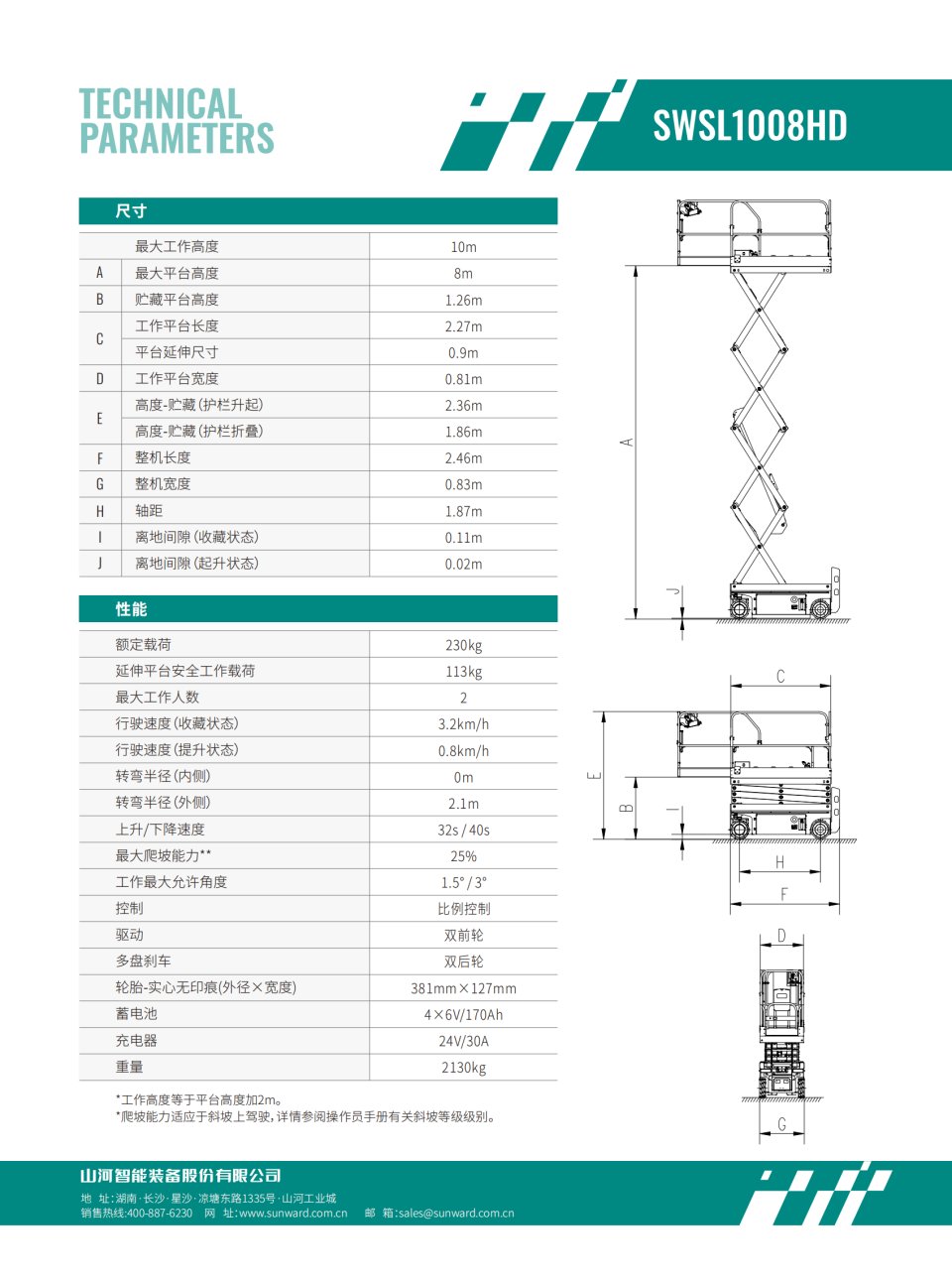 SWSL1008HD 电动剪叉式高空作业平台